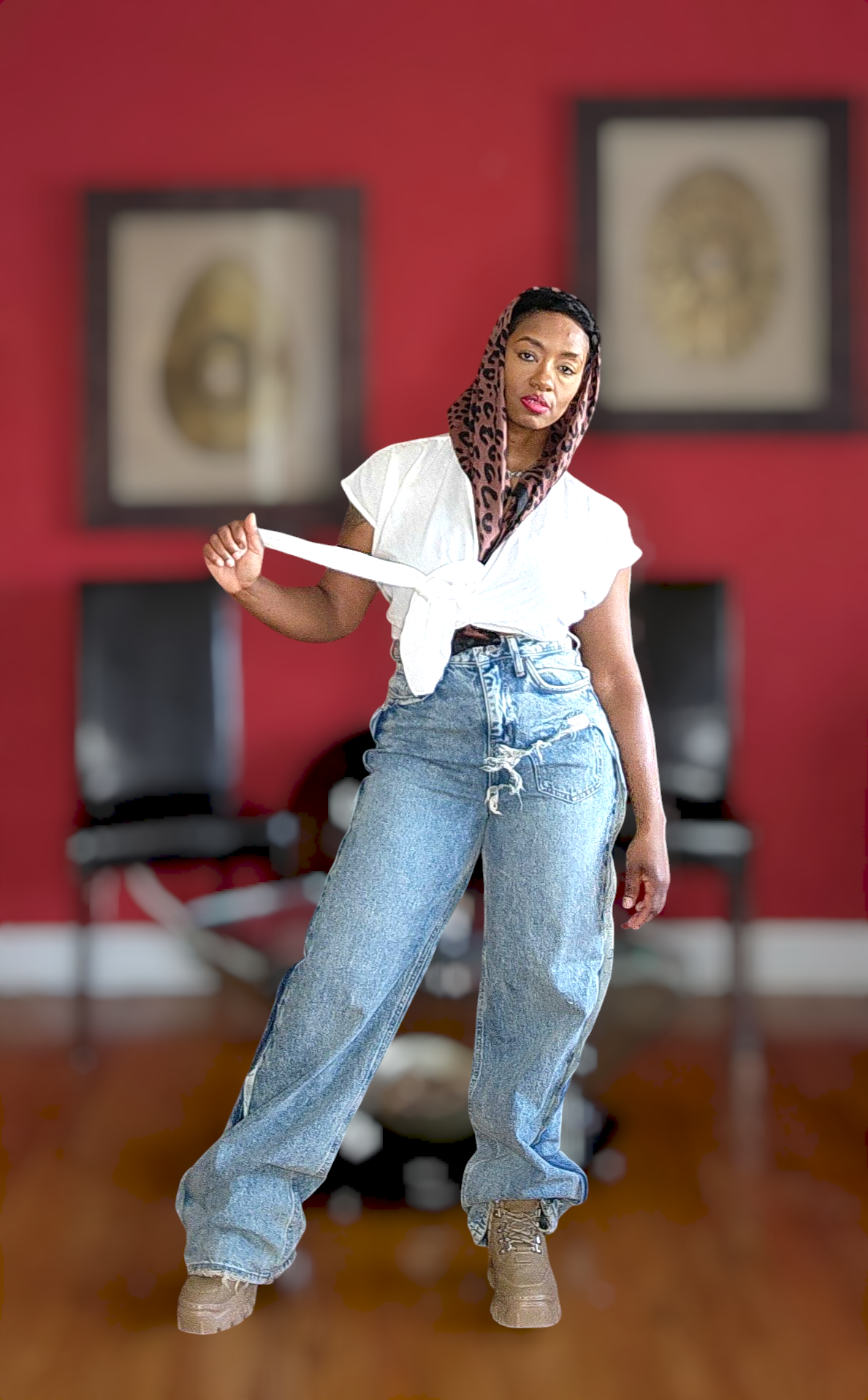 Snow Washed Frayed Jeans