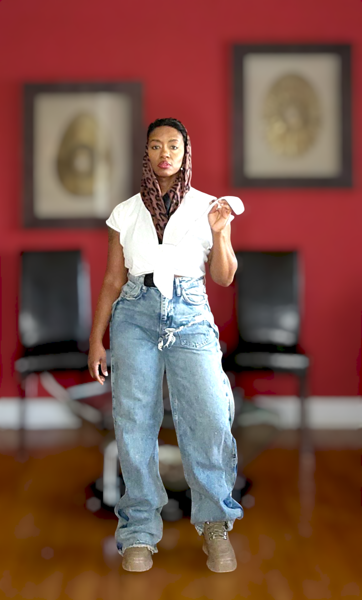 Snow Washed Frayed Jeans