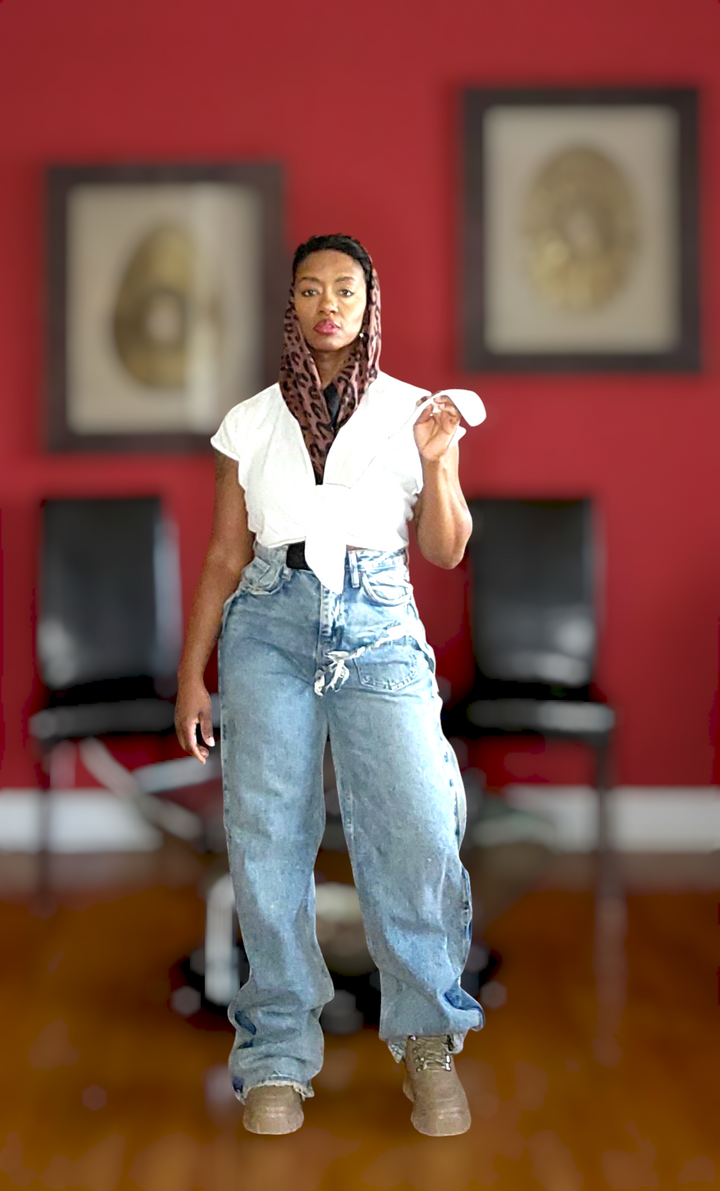 Snow Washed Frayed Jeans