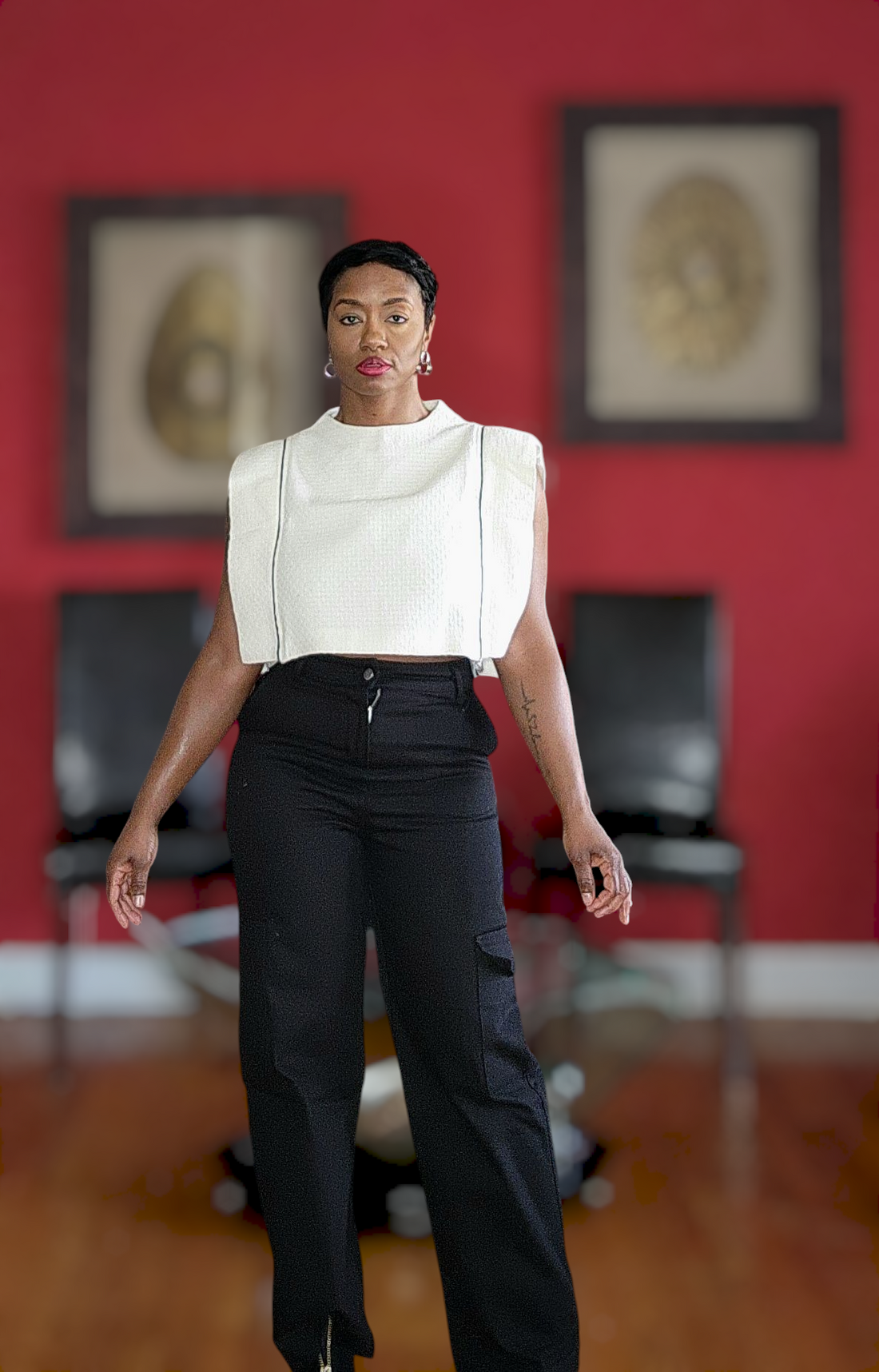 Structured Perfection Meets Crop Top Power